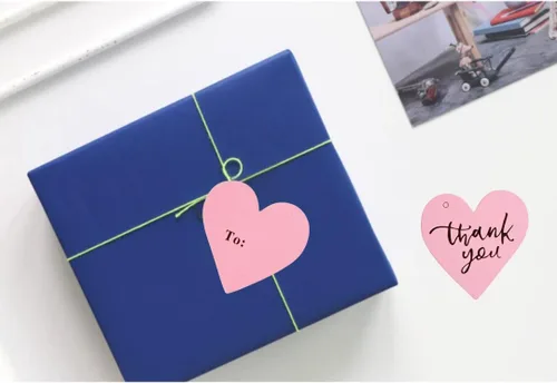 Miniatura 4 de Etiqueta de regalo de agradecimiento con corazón rosa (50 unidades), ideal para recuerdos de boda, baby shower, despedida de soltera, fiesta