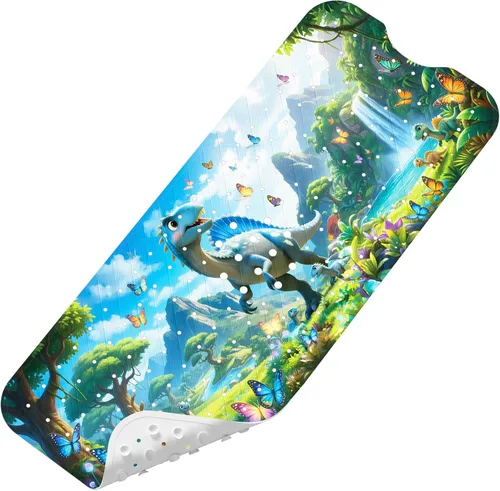 Miniatura 15 de Tapete de Baño para Bebé Mejorado con Dibujos Animados Antideslizante - 40"x16" Extra Largo Tapete de Bañera para Bebé Ecológico Duradero Tapete