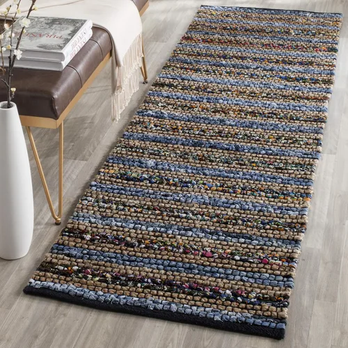 Miniatura 7 de SAFAVIEH Cape Cod Collection CAP361A - Alfombra decorativa de algodón y yute trenzada, hecha a mano, de 2 pies 3 pulgadas x 4 pies, color azul/multi