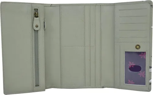 Miniatura 3 de Anuschka Cartera de piel auténtica pintada a mano con bloqueo RFID de tres pliegues para mujer
