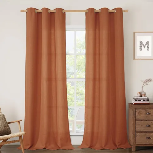 Miniatura 21 de LAMIT Cortinas de lino sintético para dormitorio, paneles filtrantes de luz, cortinas de lino con protección de privacidad con ojales para ventanas
