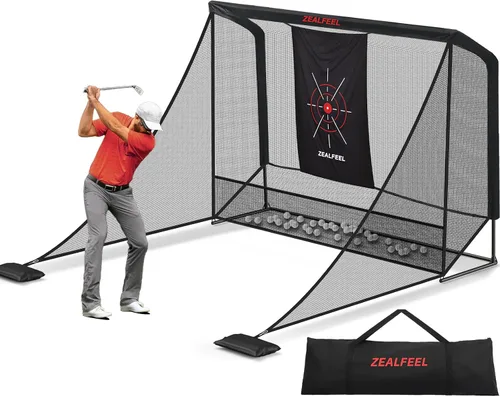 Miniatura 8 de Zealfeel Golf Net, Golf Simulator Enclosure Net with Side Barriers & Auto-Ball Return, Low-Noise Silk Target, Carry Bag, 2 Sand Bags, 4 Stakes