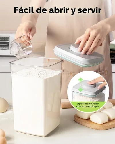 Miniatura 2 de Ankou Recipiente hermético de almacenamiento de alimentos con tapa y cuchara de 4.4 fl oz, 4 L/4.2 cuartos de galón sin BPA, contenedor de arroz