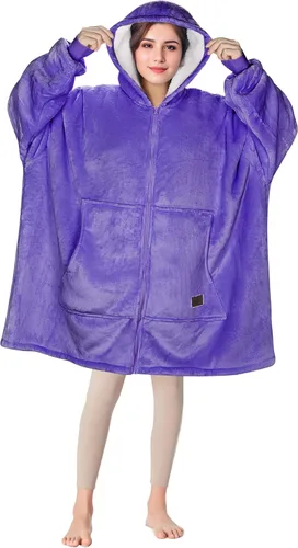 Miniatura 31 de Solaris Manta de gran tamaño con capucha y bolsillo para mascotas, cálida y súper suave y acogedora sudadera Sherpa con capucha para mujeres