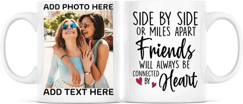 Miniatura 10 de Taza de café con texto en inglés "Because Of You I Laugh", regalo para mujeres, mejores amigas, mejores amigas, tazas personalizadas de amistad