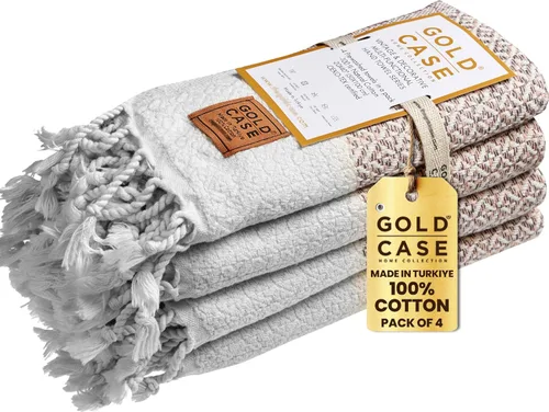 Miniatura 45 de Gold CASE - Juego de 4 Toallas de Mano Turcas para Baño, 20 x 40 pulgadas, Toallas de Baño 100% Algodón, Toalla Pequeña de Cocina Aphrodite