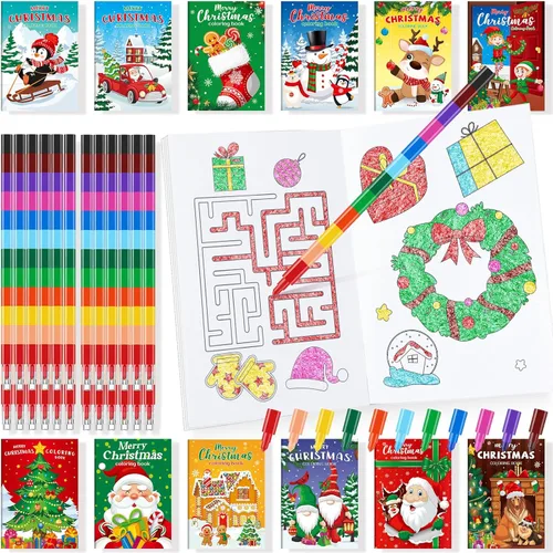 Miniatura 26 de BenLouis 24 mini libros para colorear del espacio exterior para niños con 24 crayones apilables, regalos de fiesta de astronautas, libros