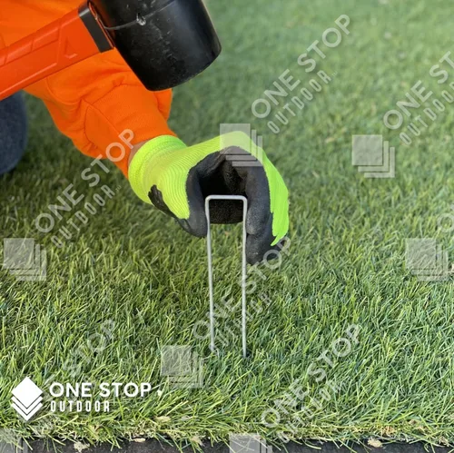 Miniatura 3 de Paquete de 50 estacas de jardín galvanizadas de 6 pulgadas, grapas de paisaje, estaca de césped tipo U para césped artificial, pasador de césped a
