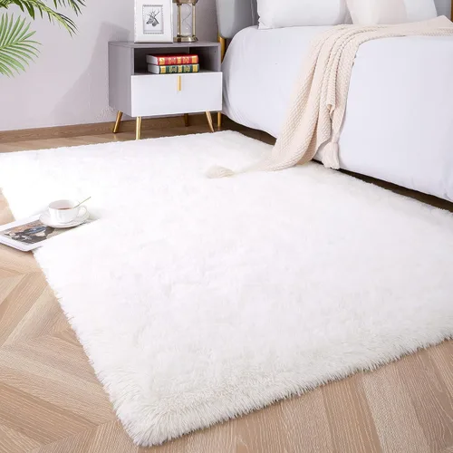 Miniatura 11 de Foxmas - Alfombra para centro de habitación, esponjosa y ultrasuave, para dormitorio, habitación de los niños, habitación del bebé, afelpada, Azul