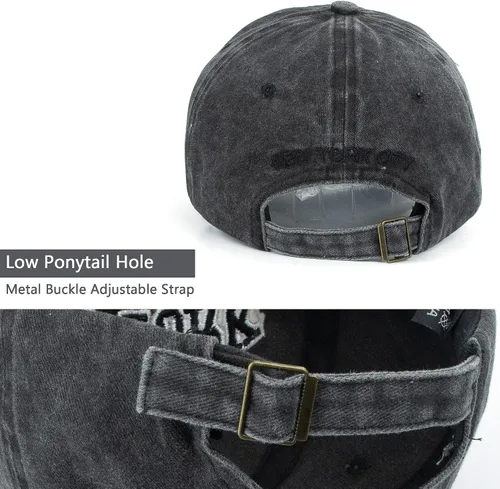 Miniatura 6 de Sombrero de béisbol New York Distressed-Adjustable Strapback - Sombrero de sarga lavada unisex, talla única