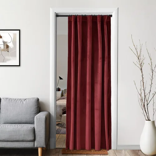 Miniatura 11 de XTMYI Paneles de Cortinas de Puerta Opacas de Terciopelo para Dormitorio, Aislamiento Térmico de Invierno Cálido con Pestaña Trasera y Bolsillo