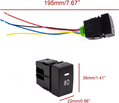 Miniatura 2 de x xotic tech Interruptor de botón de 4 polos de 12 V estilo fábrica con luces indicadoras LED compatibles con niebla, DRL, barra de luz LED