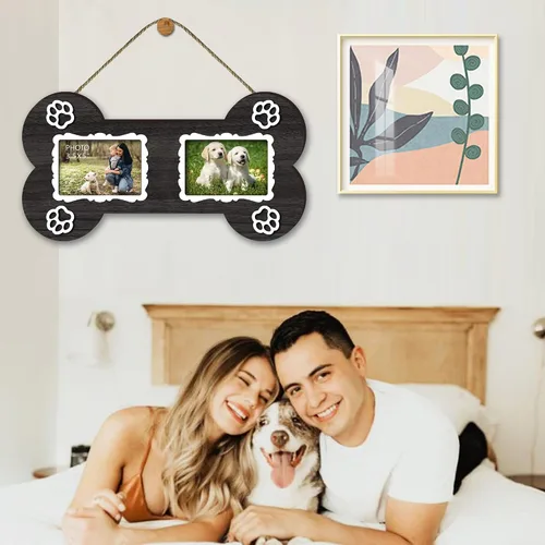 Miniatura 5 de EXQUIDECA Marco de Fotos Conmemorativo para Perros de 3.5 x 5 Pulgadas en Forma de Hueso Doble - Regalo de Condolencias por Fallecimiento de Mascota