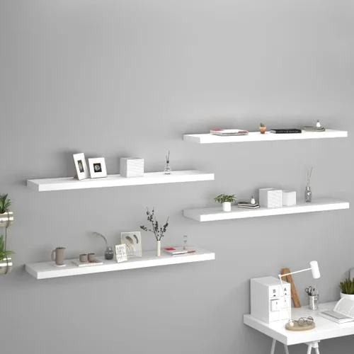 Miniatura 108 de Estantes flotantes de pared, juego de 4 estantes decorativos para montar en la pared, estante colgante con soportes invisibles para decoración
