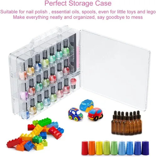 Miniatura 2 de JIASHENG Estuche organizador de esmalte de uñas para 48 botellas, soporte de almacenamiento de esmalte de uñas en gel de doble cara con divisor