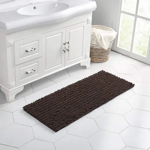 Miniatura 215 de Walensee Alfombra de baño antideslizante (24x17 pulgadas, rosa polvoriento) absorbente de agua, súper suave, lanuda de felpilla, lavable a máquina