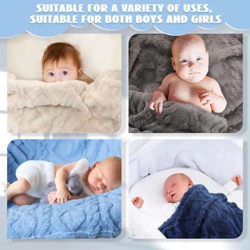 Miniatura 6 de VitalCozy Juego de 4 Mantas de Felpa Suave para Bebé 30" x 40" 3D de Peluche Cálido Mantas de Envoltura para Dormitorio para Niños Pequeños, Niñas