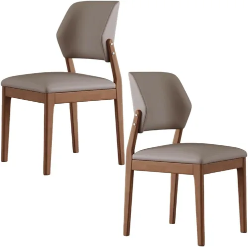 Miniatura 46 de YVYKFZD Wooden Dining Chairs Set, Leather Dining Room Chair, Upholstered Kitchen Chairs with Curved Backrest, Armless Living Room Chair, for Bedroom