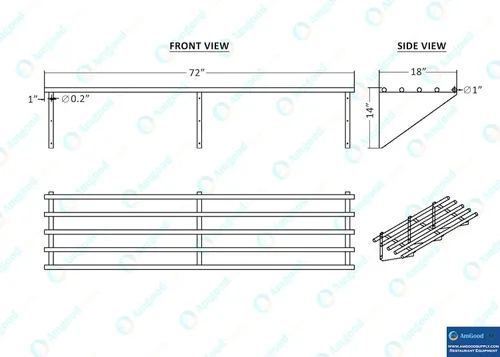 Miniatura 5 de AmGood Estante tubular de pared de acero inoxidable NSF de 18 pulgadas x 72 pulgadas Estantería de metal resistente para electrodomésticos