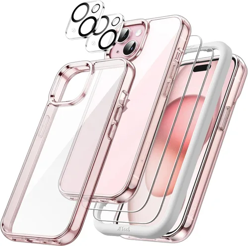 Miniatura 8 de JETech Funda 5 en 1 para iPhone 15 de 6.1 pulgadas con 2 protectores de pantalla de vidrio templado y protector de lente de cámara, no se pone