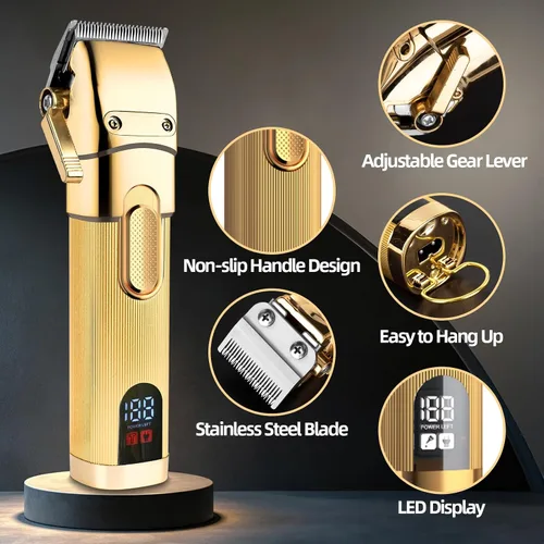 Miniatura 3 de Cortapelos para hombres, kit de aseo inalámbrico, cortapelos profesionales con pantalla LED, recortadora de barba recargable, regalos para hombres