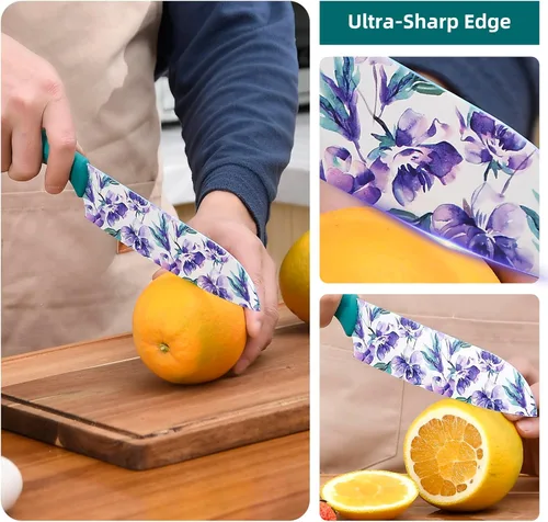 Miniatura 3 de Juego de cuchillos UPTRUST, juego de cuchillos de cocina de 12 piezas con revestimiento antiadherente, juego de cuchillos profesionales para chef