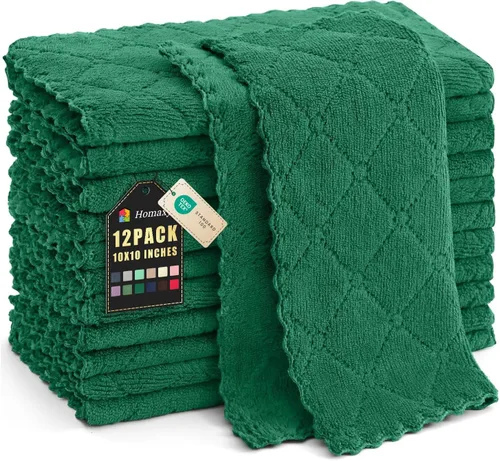 Miniatura 72 de Homaxy - Paquete de 12 trapos de cocina (10 x 10 pulgadas, morado), de terciopelo coral, supersuaves y absorbentes, de secado rápido, paño