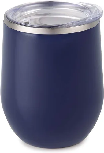 Miniatura 2 de Maars Bev - Vaso de vino de acero inoxidable sin tallo con tapa, aislado al vacío de 12 onzas, a prueba de derrames, apto para viajes, vasos midnight