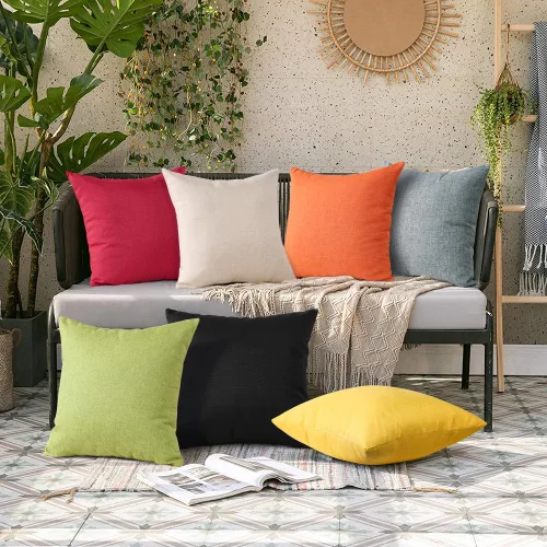 Miniatura 4 de OTOSTAR Paquete de 2 fundas de almohada impermeables para exteriores de 16 x 16 pulgadas, fundas decorativas para cojines cuadradas, para Rosa Hot