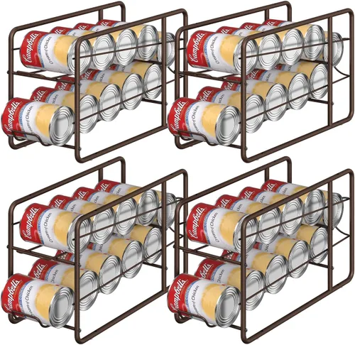 Miniatura 9 de MOOACE Paquete de 4 Estantes Dispensadores de Latas, Organizador Soporte Apilable de Almacenamiento de Latas para Alimentos Enlatados Gabinete