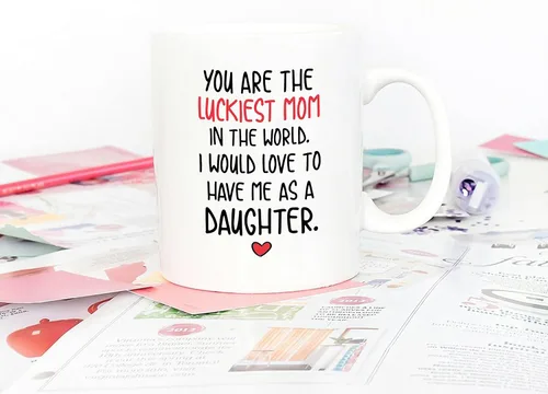 Miniatura 4 de 5Aup Divertidos Regalos De Día De La Madre Para Mamá, Taza De Café De Navidad Mamá, Eres La Mamá Más Afortunada Del Mundo Me Encantaría Tenerte Como