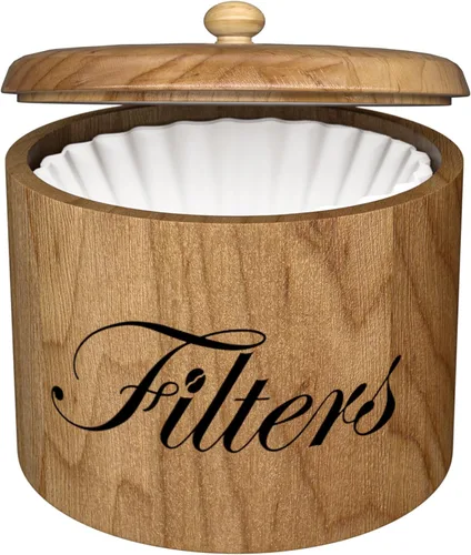 Miniatura 10 de Soporte de Filtro de Café en Cesta Marrón con Tapa - Envase de Almacenamiento Redondo para Mostrador - Accesorios de Barra de Café Decoración