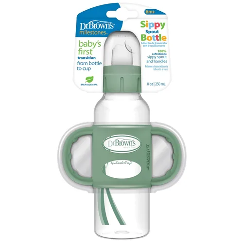 Miniatura 7 de Dr. Brown's Milestones - Botella de boquilla estrecha con 100% silicona, asas de fácil agarre y boquilla suave para sorber, 8 onzas, verde, 1 1