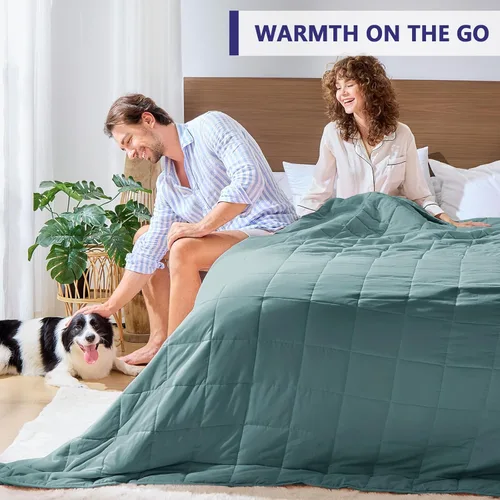 Miniatura 76 de Yescool - Manta con peso para adultos (15 libras, 60 x 80 pulgadas, azul), manta de enfriamiento pesada para dormir, 140-160 libras, manta