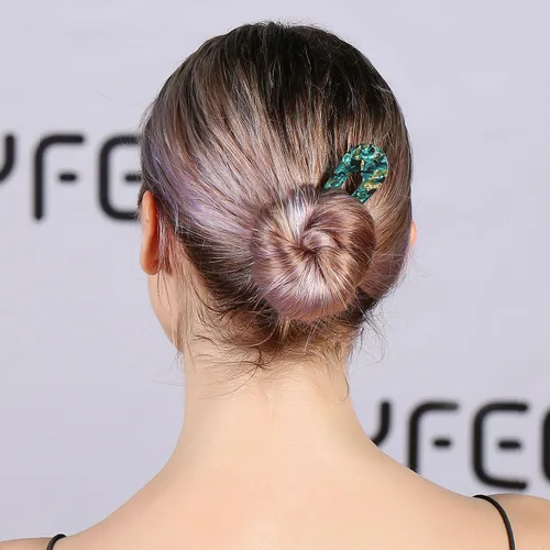Miniatura 6 de HYFEEL Horquillas francesas para el cabello en forma de U, horquillas para peinado recogido de 2 puntas, clips para moño, twist y chignon, Verde