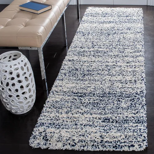 Miniatura 9 de SAFAVIEH Hudson Shag Collection - Alfombra decorativa de 2 x 3 pies, color marfil y azul marino, no desprende pelusa y de fácil cuidado, 2 pulgadas