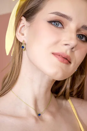 Miniatura 2 de Hoops Earrings for Women, Birthstone Earrings, Genuine or Synthetic Gemstone Earrings, Fashion Earrings, Trendy Earrings, Sterling Silver Hoop