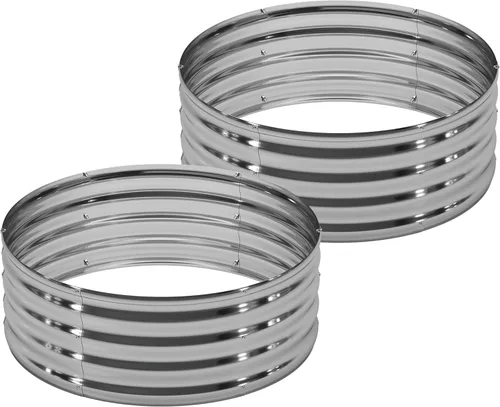 Miniatura 8 de DIIYIV 3PCS 3x3x1FT Kit de Cama de Jardín Elevada Galvanizada, Cajas para Vegetales - Caja de Flores Redonda de Metal, Camas de Plantación Grandes