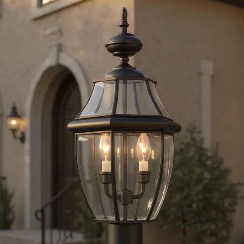 Urban Ambiance Luz de poste colonial de lujo para exteriores, tamaño grande: 21 pulgadas de alto x 11 pulgadas de ancho, con elementos de estilo