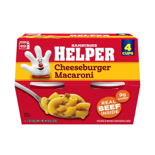 Miniatura 9 de Hamburger Helper Taza de macarrones para microondas con hamburguesa con queso (2 onzas, paquete de 6) sin sabores artificiales, listos en 4 minutos