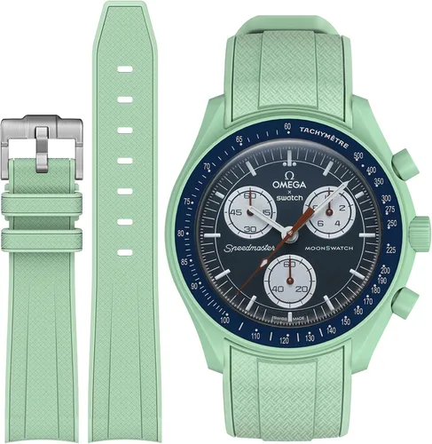 Miniatura 12 de Correa Stanchev para reloj Moonswatch, correa de silicona suave curvada sin espacio de 20mm para reloj Omega X Swatch Speedmaster, correa