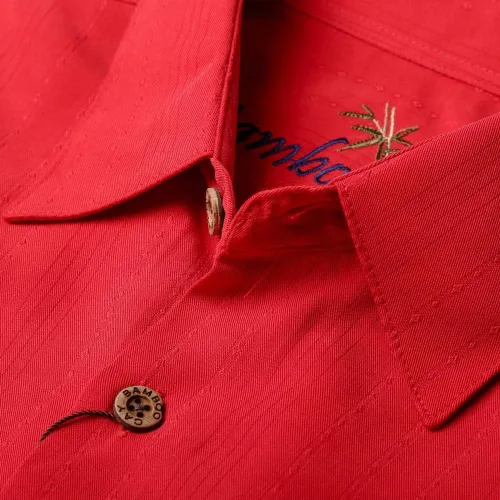 Miniatura 2 de Bamboo Cay Camisa tejida bordada casual de manga corta para hombre