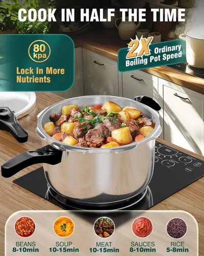 Miniatura 5 de Olla a presión WantJoin de acero inoxidable 6.5 Qt, olla a presión para estufa comercial utilizada para comida a presión o cocción al vapor