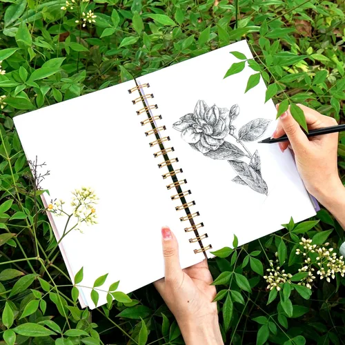 Miniatura 9 de Yoment Paquete de 2 cuadernos de bocetos de 5.5" x 8.5" para dibujo, bloc de bocetos con espiral pequeña, encuadernado en espiral, libro de bocetos