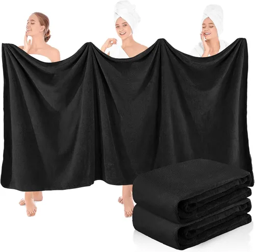 Miniatura 9 de Preboun 2 toallas de baño de vellón de gran tamaño, 40 x 80 pulgadas, toallas de baño extra grandes de microfibra coral terciopelo coral altamente