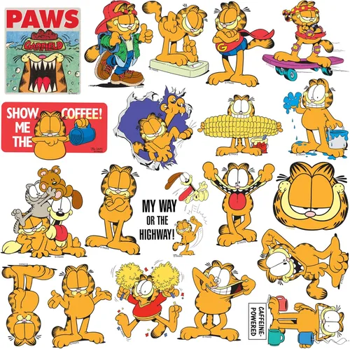 Miniatura 3 de Garfield - Paquete variado de 100 calcomanías de vinilo troqueladas, calcomanías clásicas de personajes de cómics para laptop, botella de agua