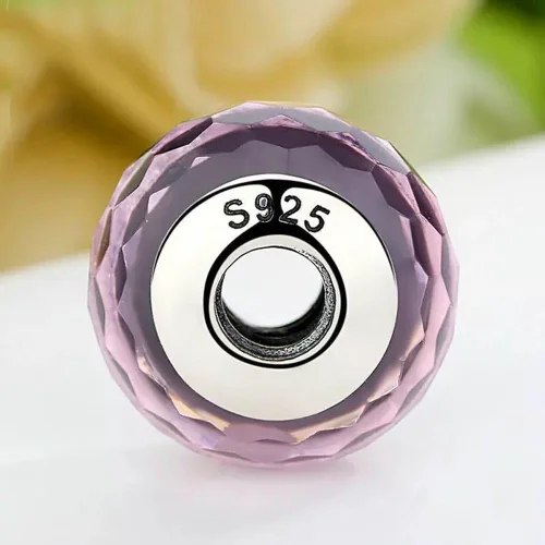 Miniatura 3 de Abalorio de cristal de plata de ley 925 de Murano Lampwork para pulsera y collar, Plata esterlina Vidrio, vidrio