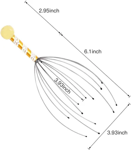 Miniatura 8 de Rascador telescópico de espalda y masajeadores de cabeza de cuero cabelludo de mano, 2 piezas de rascadores de espalda y 2 piezas de masajeadores