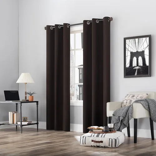 Miniatura 7 de Sun Zero Cyrus - Par de paneles de cortinas térmicas 100 % opacas con ojales, 40 x 84 pulgadas Cacao