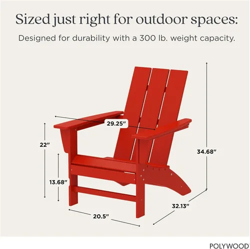 Miniatura 3 de Silla moderna tipo AD420SR de Adirondack de Polywood, Rojo atardecer, construcción duradera de polietileno de alta densidad, fácil montaje, Rojo